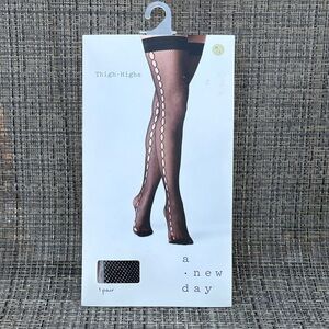 Thigh-Highs Black Fishnet Medium/Large 1 pr. Open side seam New